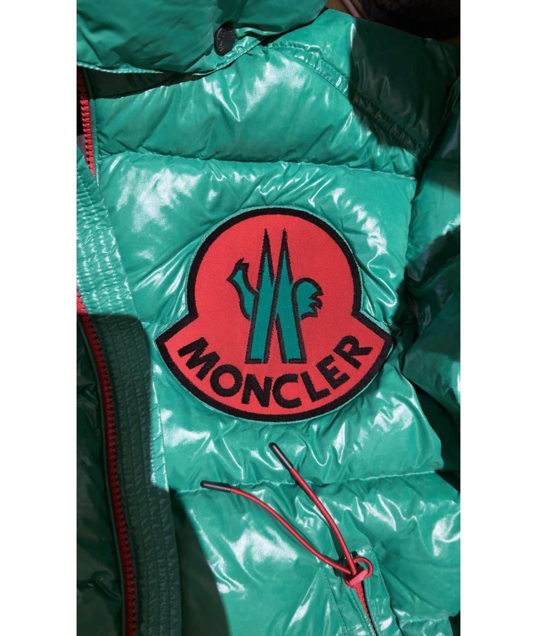 MONCLER Зеленый полиэстеровый пуховик, фото 8