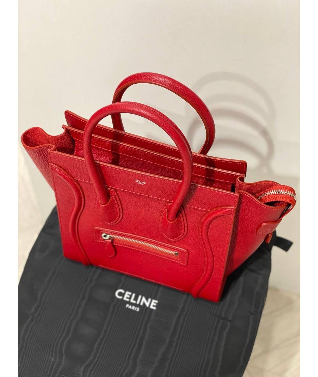 CELINE Красная кожаная сумка тоут, фото 3