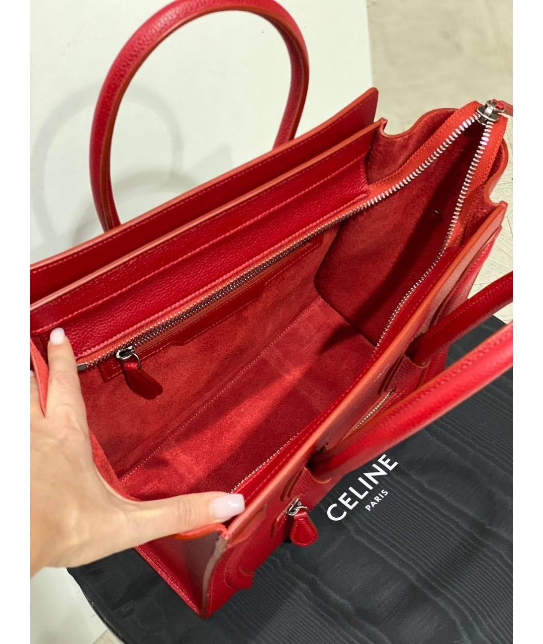 CELINE Красная кожаная сумка тоут, фото 4
