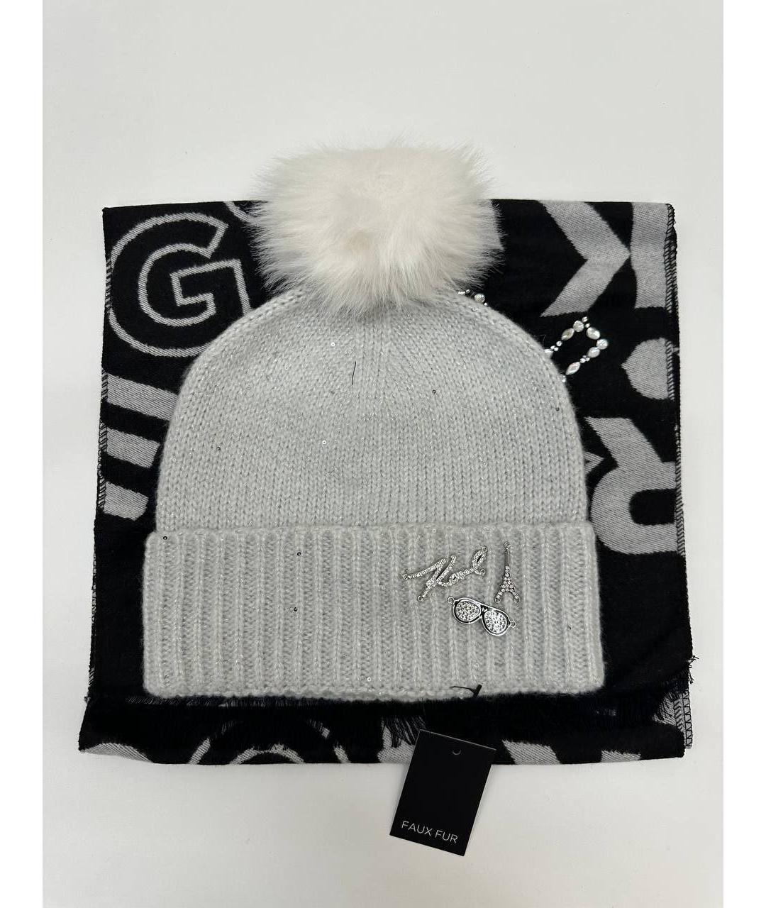 KARL LAGERFELD Серая шапка, фото 5