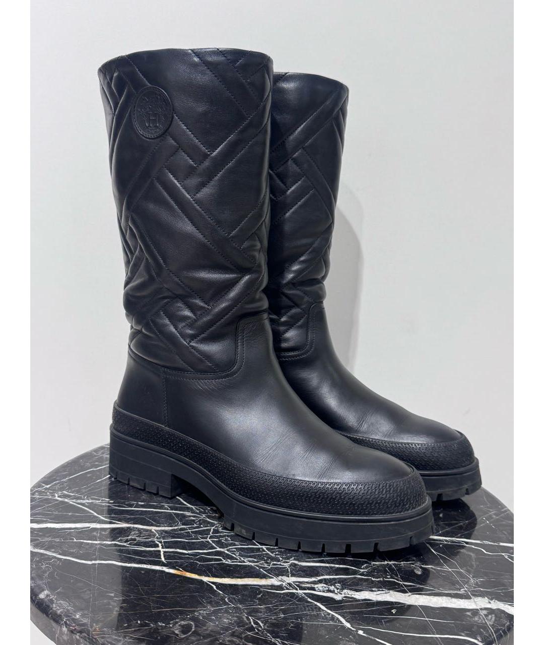 HERMES Черные кожаные сапоги, фото 9
