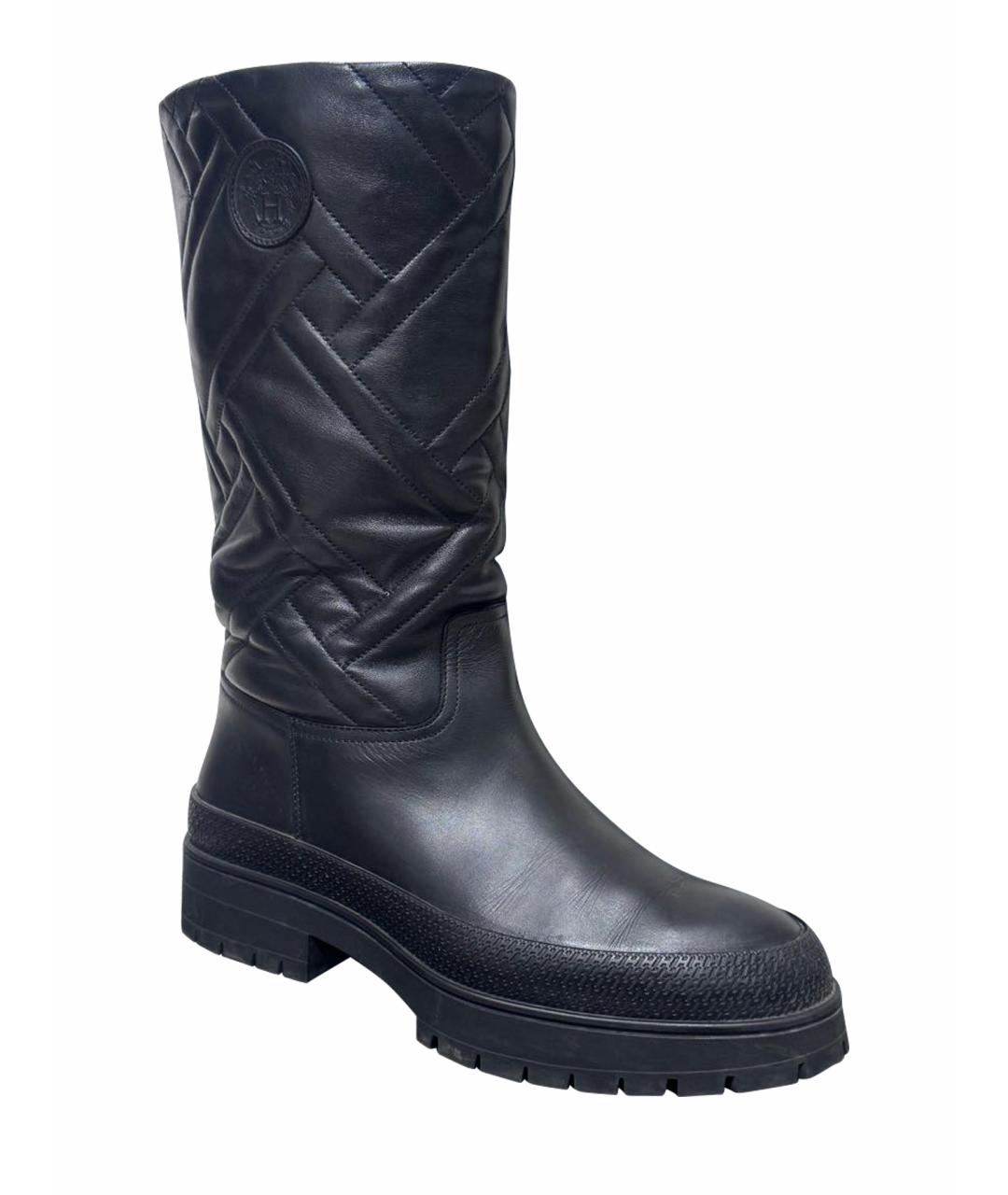 HERMES Черные кожаные сапоги, фото 1