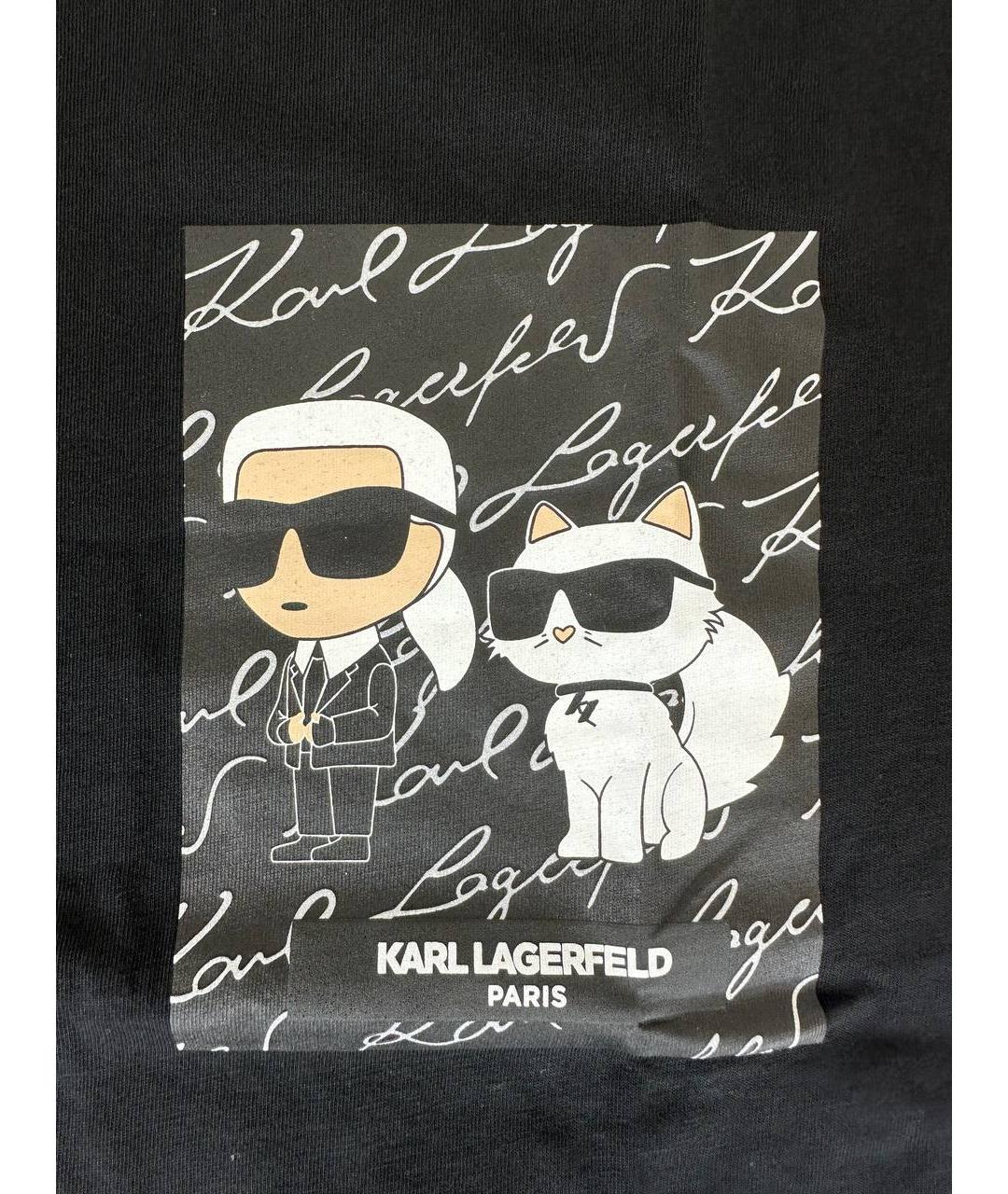 KARL LAGERFELD Черная хлопковая футболка, фото 4