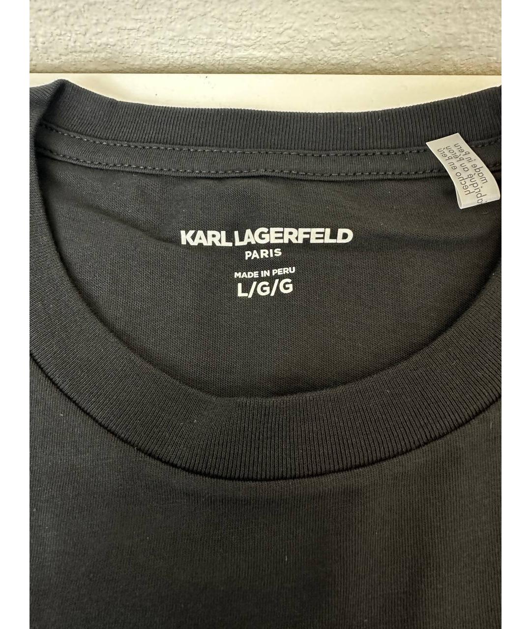 KARL LAGERFELD Черная хлопковая футболка, фото 5