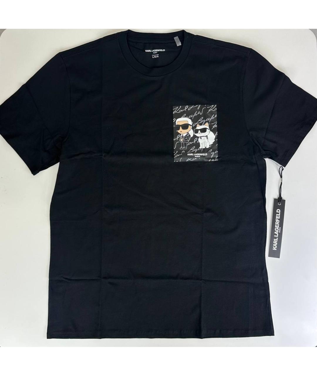 KARL LAGERFELD Черная хлопковая футболка, фото 6