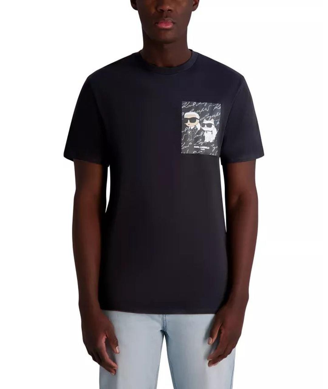 KARL LAGERFELD Черная хлопковая футболка, фото 2