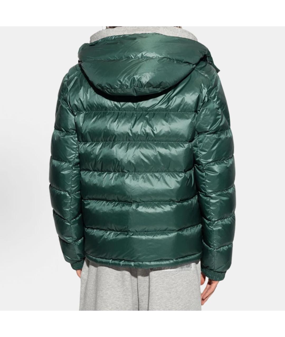 MONCLER Зеленый полиэстеровый пуховик, фото 4