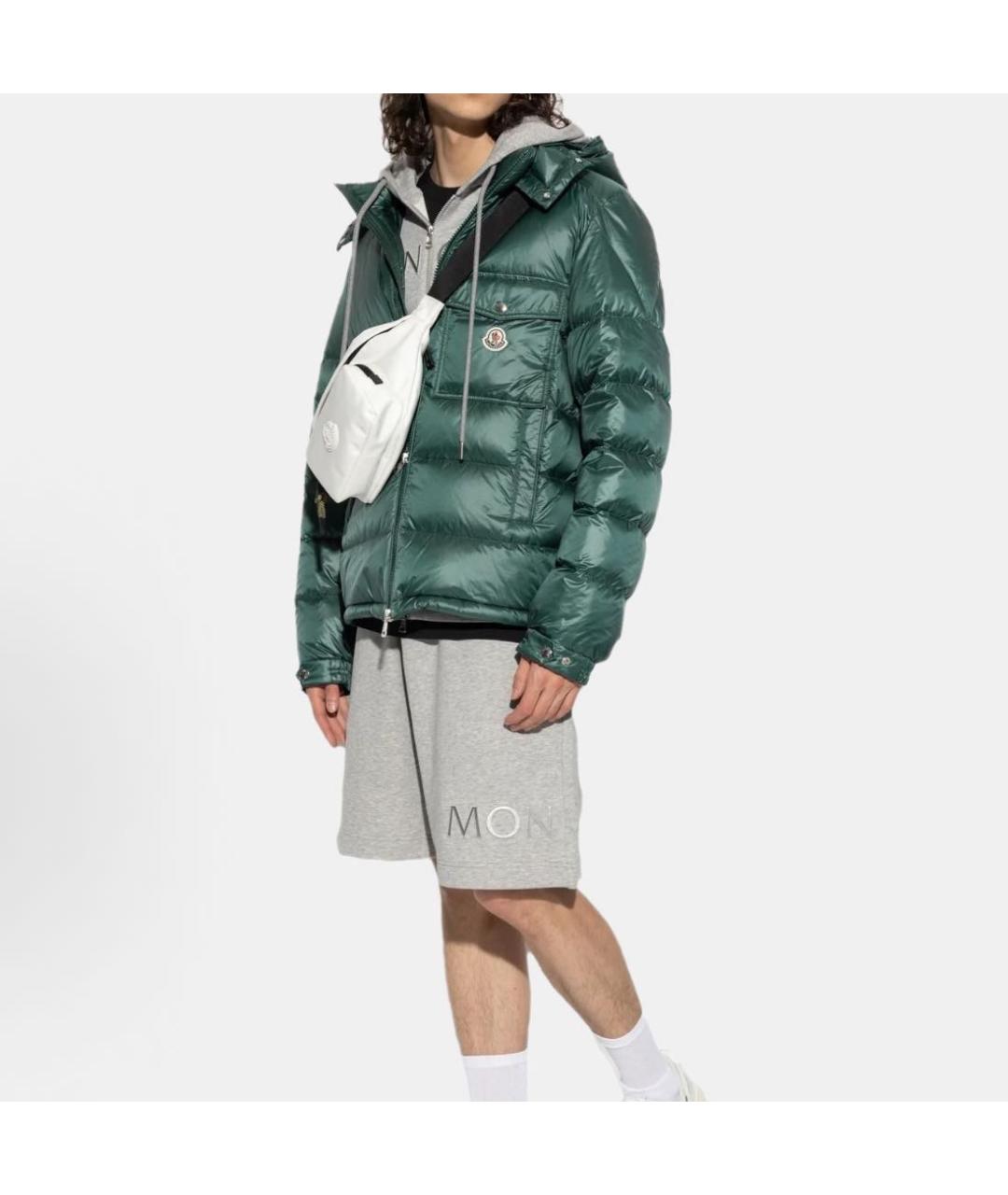 MONCLER Зеленый полиэстеровый пуховик, фото 5