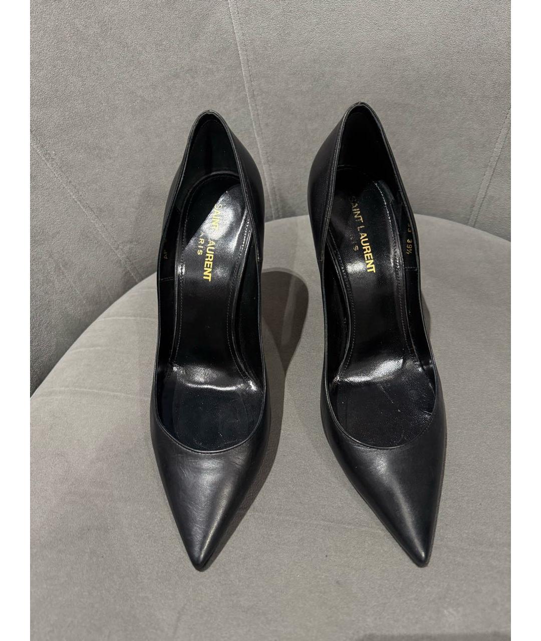 SAINT LAURENT Черные кожаные туфли, фото 2