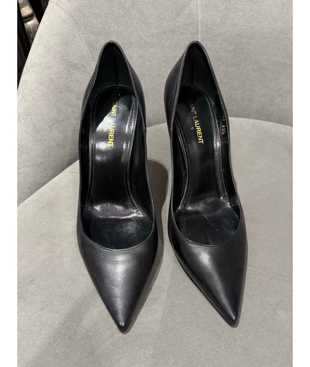 SAINT LAURENT Черные кожаные туфли, фото 3