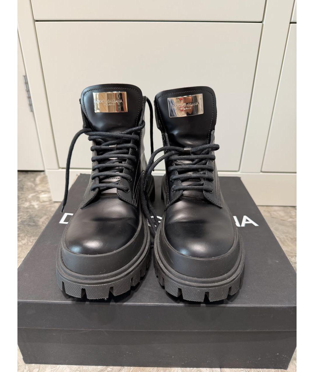 DOLCE&GABBANA Черные кожаные высокие ботинки, фото 2