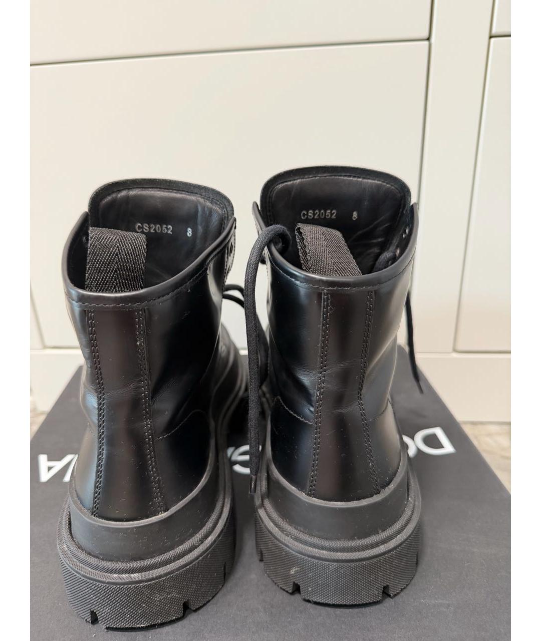 DOLCE&GABBANA Черные кожаные высокие ботинки, фото 4