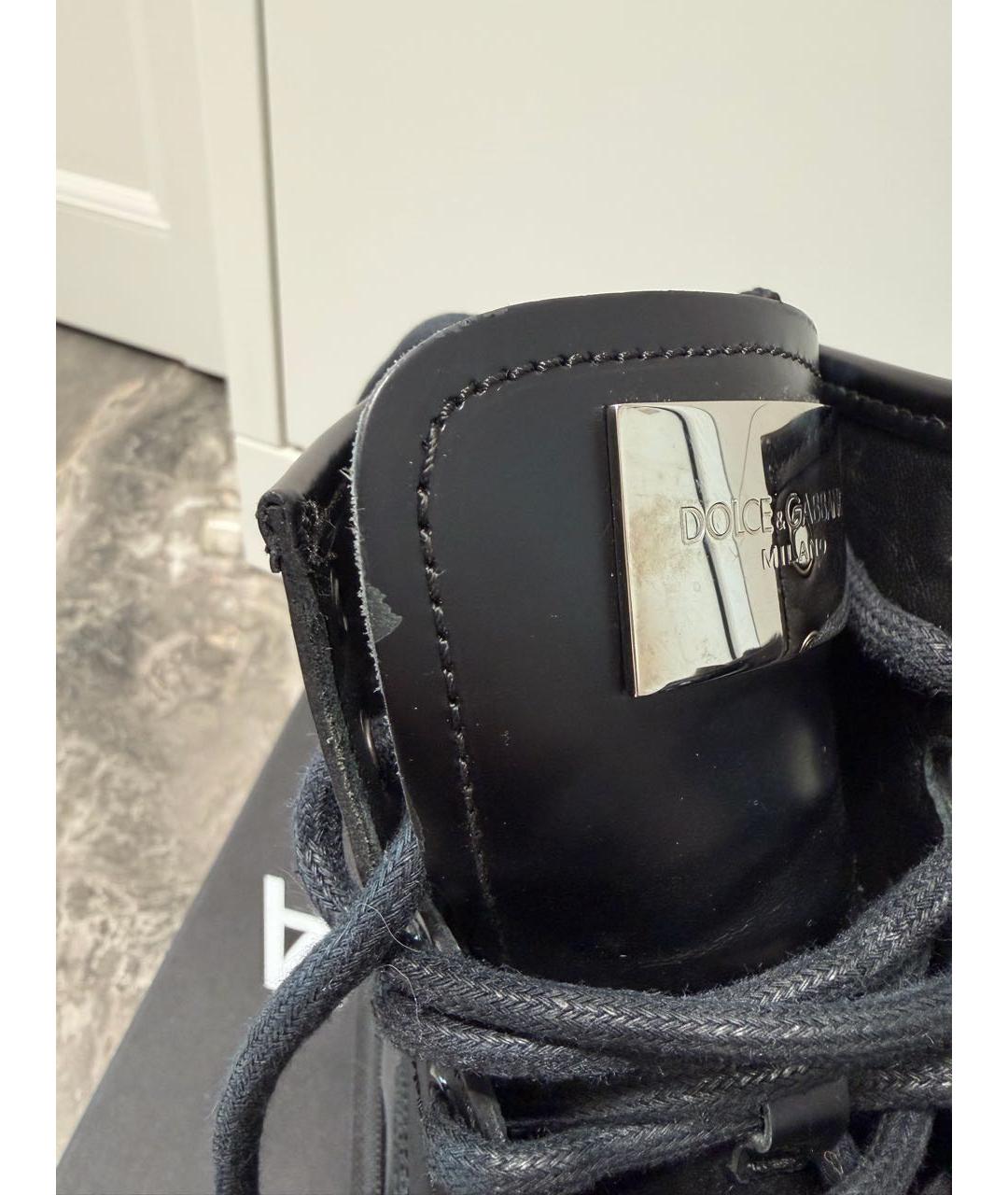 DOLCE&GABBANA Черные кожаные высокие ботинки, фото 8