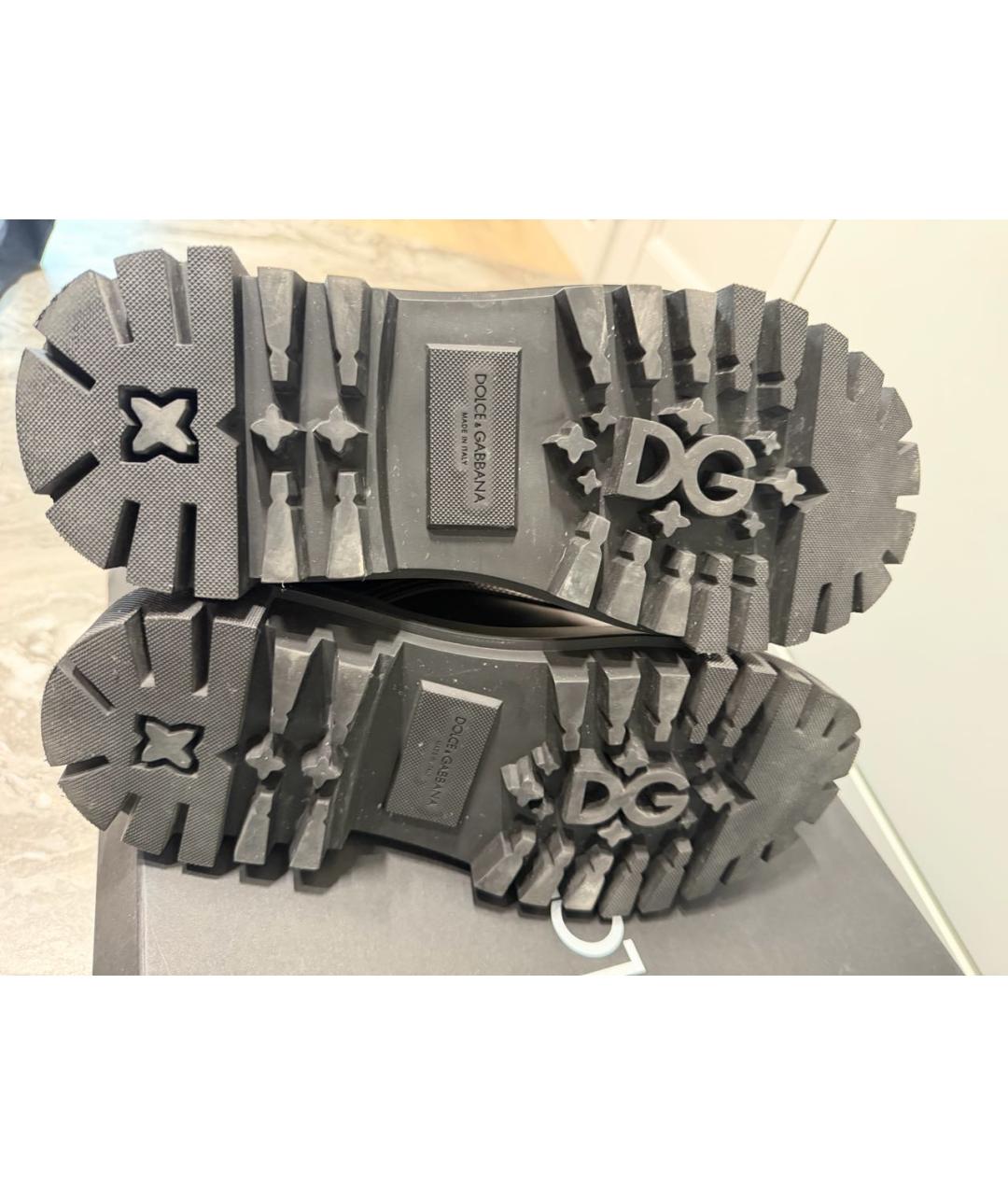 DOLCE&GABBANA Черные кожаные высокие ботинки, фото 5