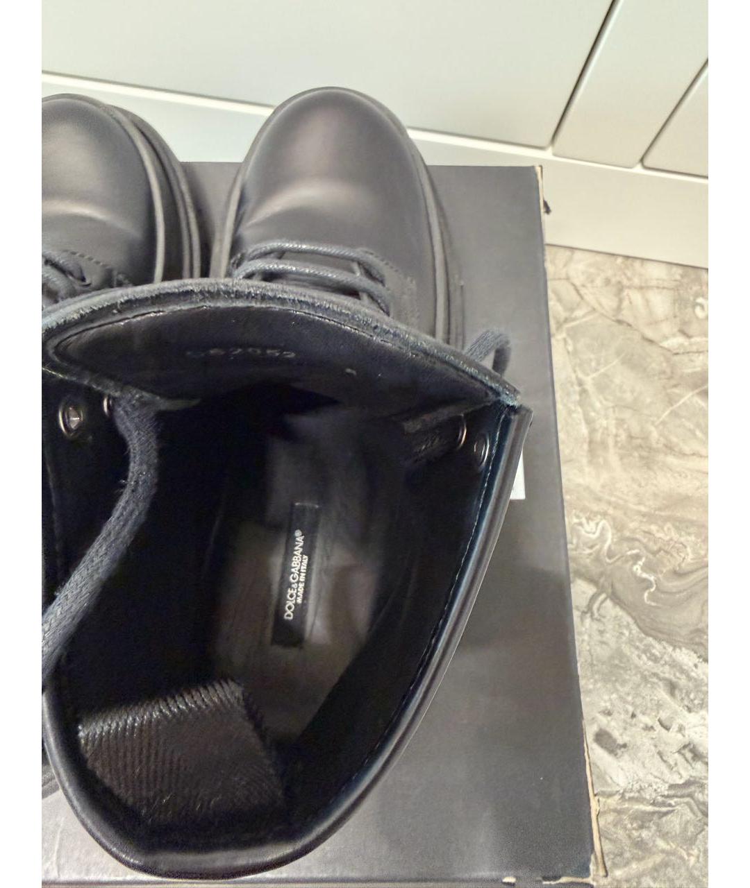 DOLCE&GABBANA Черные кожаные высокие ботинки, фото 3