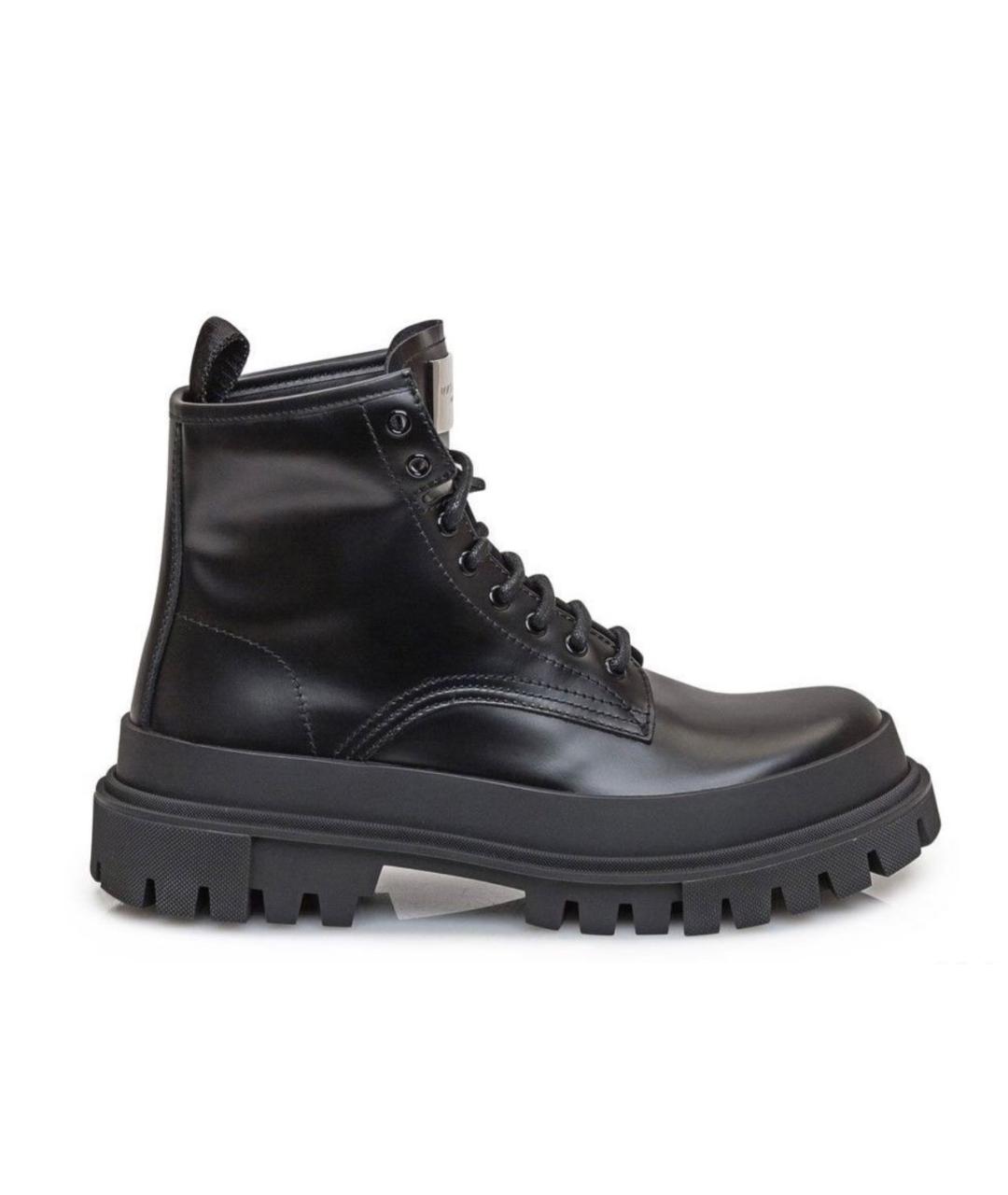 DOLCE&GABBANA Черные кожаные высокие ботинки, фото 9