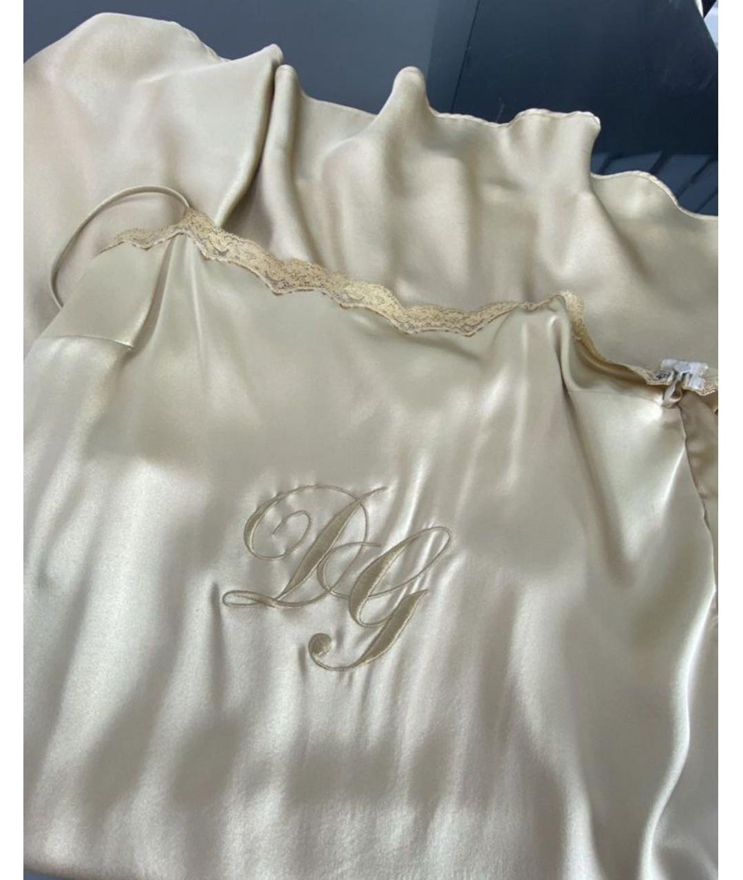 DOLCE&GABBANA Золотое шелковое коктейльное платье, фото 4