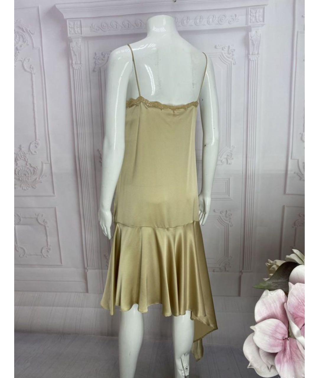 DOLCE&GABBANA Золотое шелковое коктейльное платье, фото 6