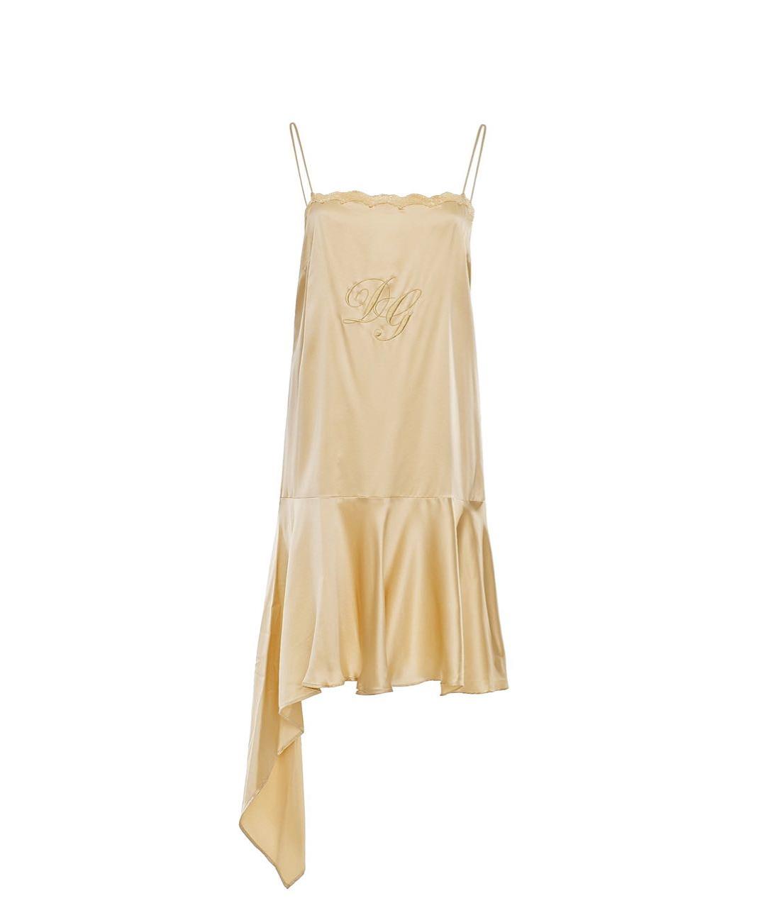 DOLCE&GABBANA Золотое шелковое коктейльное платье, фото 9