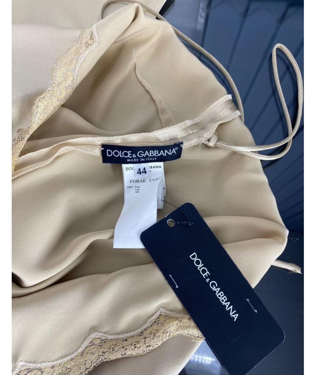 DOLCE&GABBANA Золотое шелковое коктейльное платье, фото 7