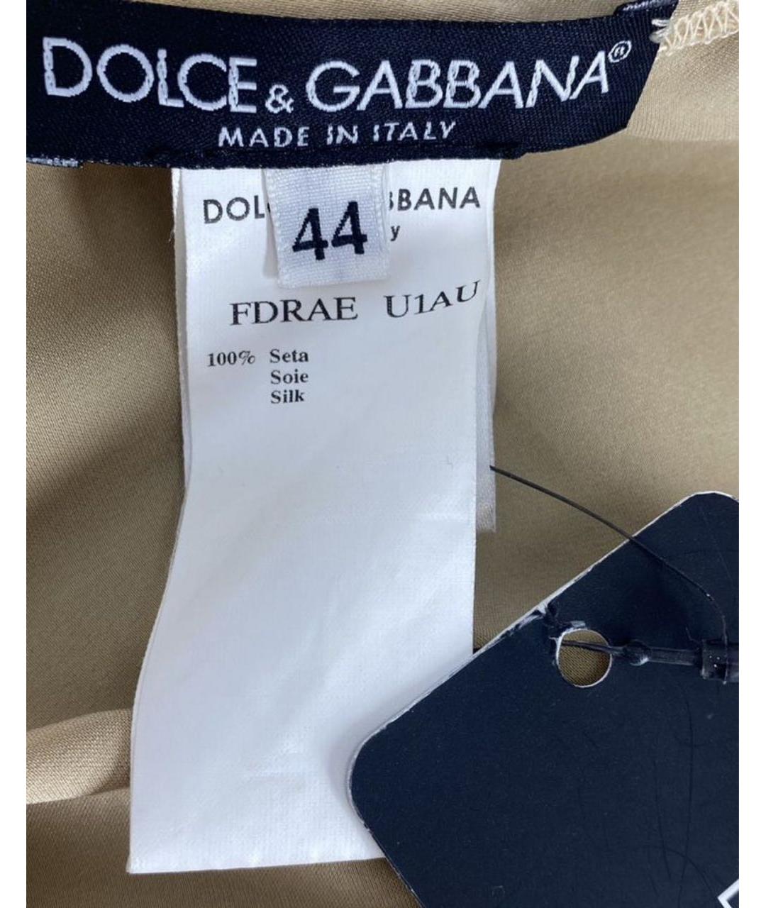 DOLCE&GABBANA Золотое шелковое коктейльное платье, фото 8