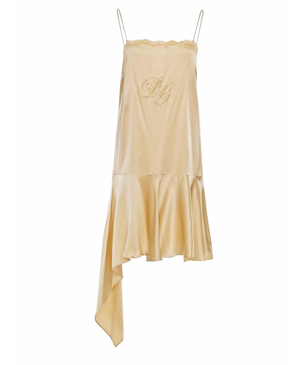 DOLCE&GABBANA Золотое шелковое коктейльное платье, фото 1