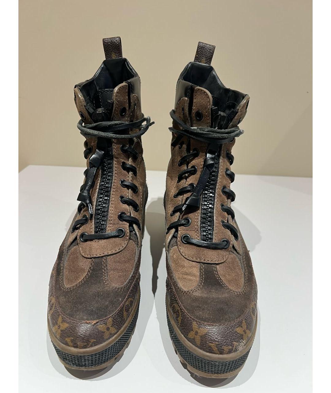 LOUIS VUITTON Коричневые замшевые ботинки, фото 2