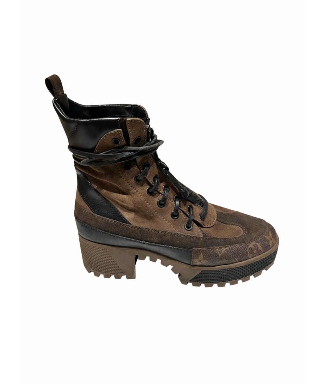 LOUIS VUITTON Коричневые замшевые ботинки, фото 1