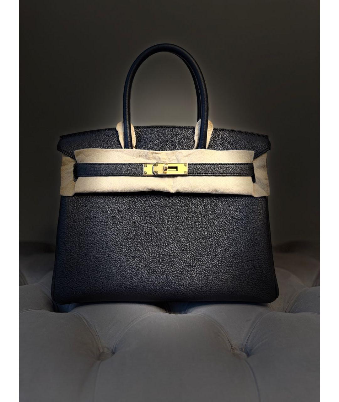 HERMES Черная кожаная сумка с короткими ручками, фото 3
