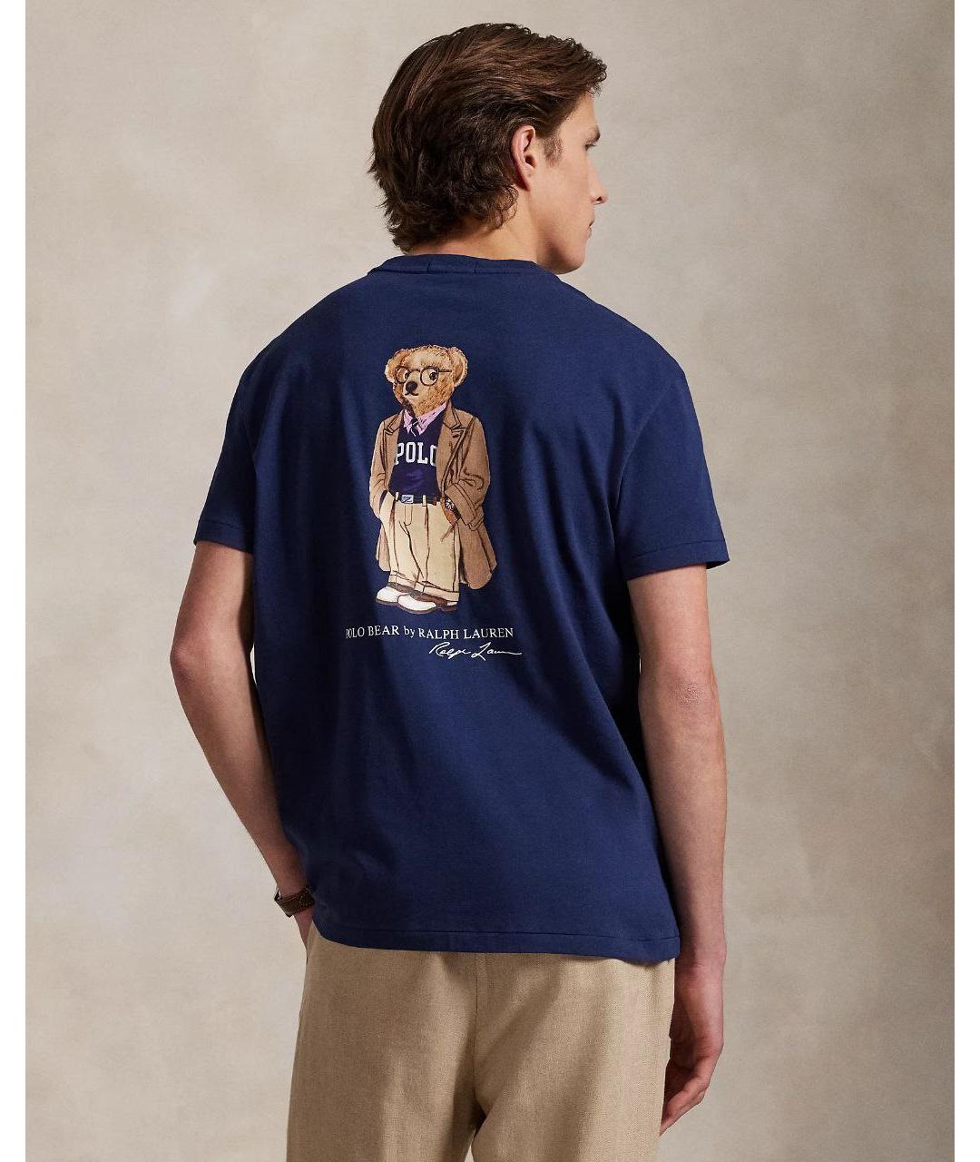 POLO RALPH LAUREN Темно-синяя хлопковая футболка, фото 3