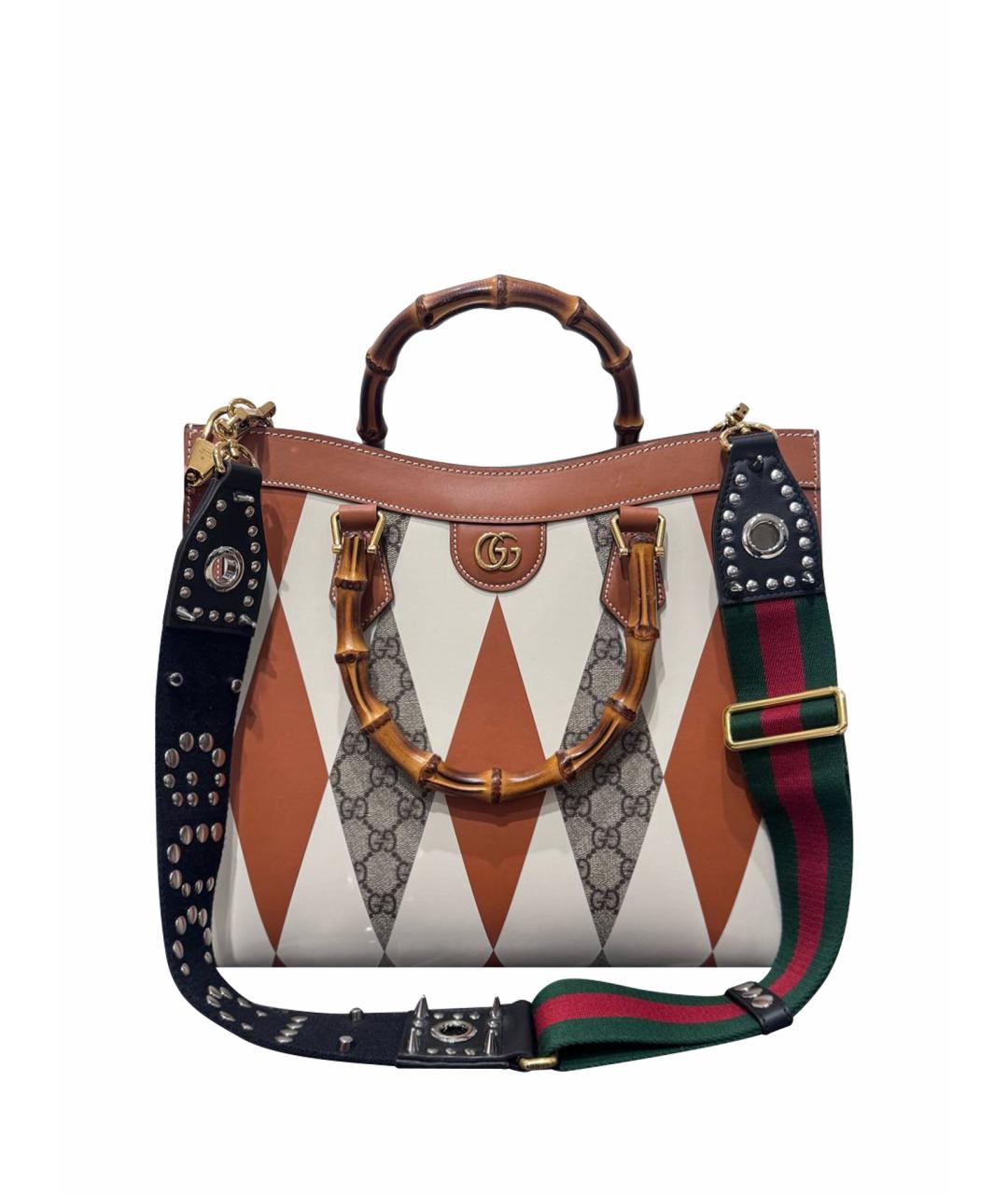 GUCCI Бежевая кожаная сумка с короткими ручками, фото 1