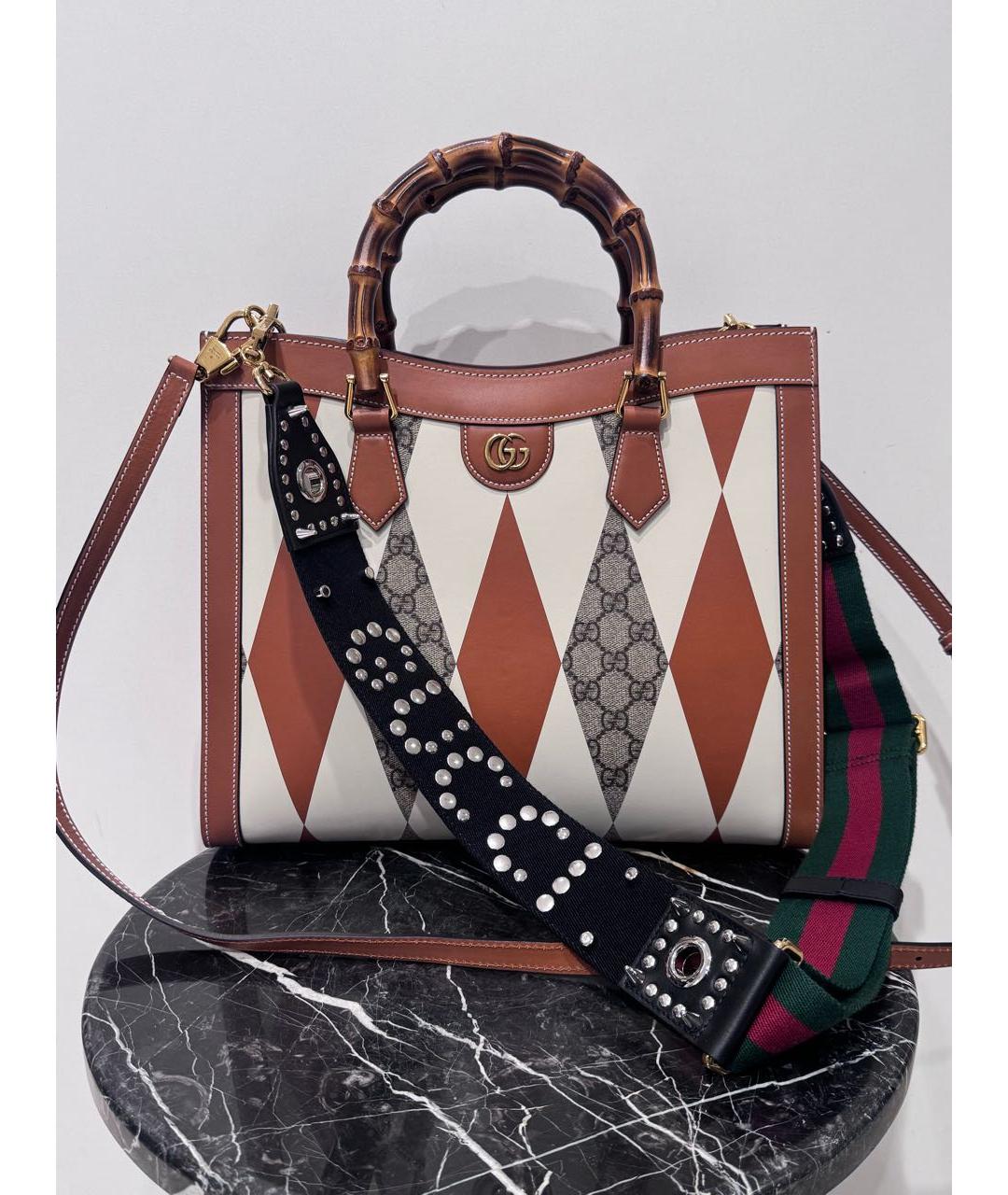 GUCCI Бежевая кожаная сумка с короткими ручками, фото 2