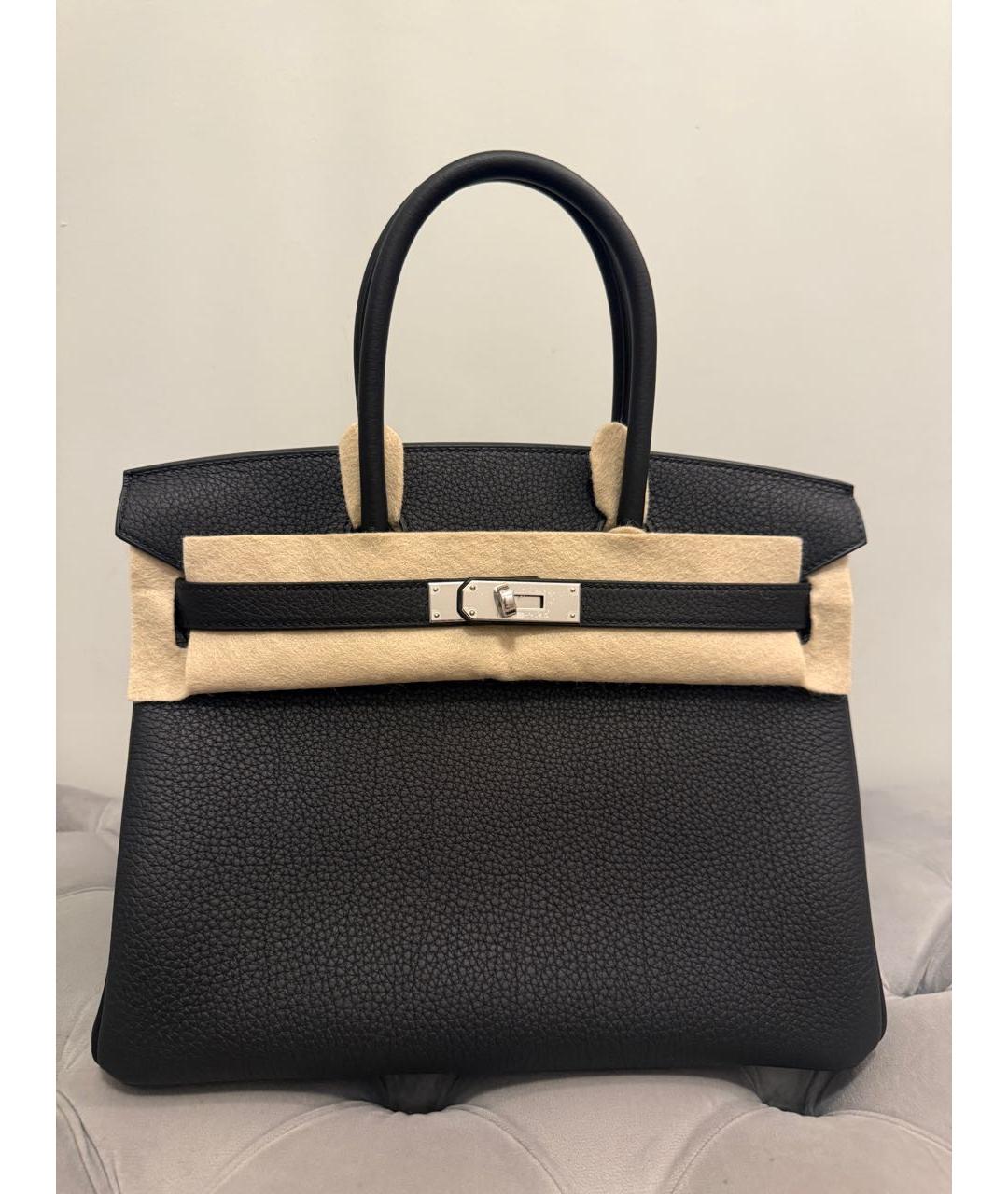 HERMES Черная кожаная сумка с короткими ручками, фото 4