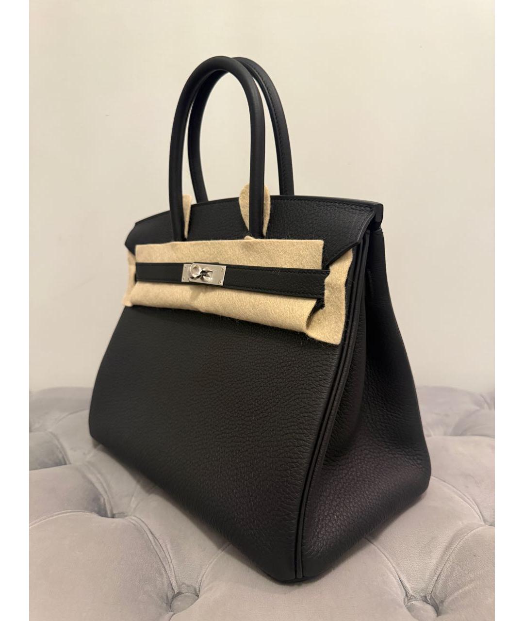 HERMES Черная кожаная сумка с короткими ручками, фото 2