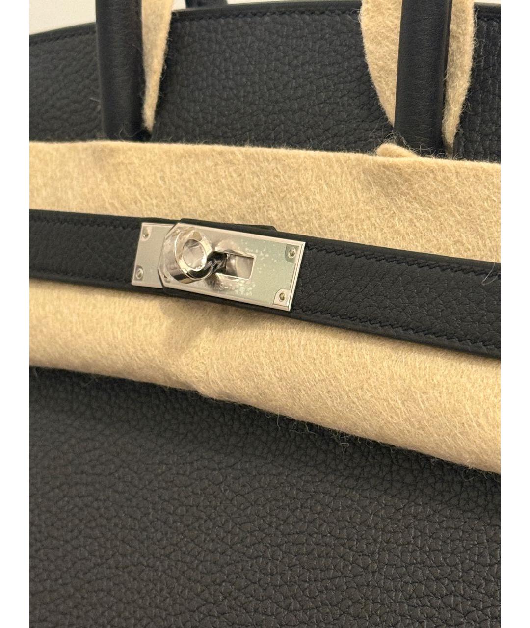 HERMES Черная кожаная сумка с короткими ручками, фото 3