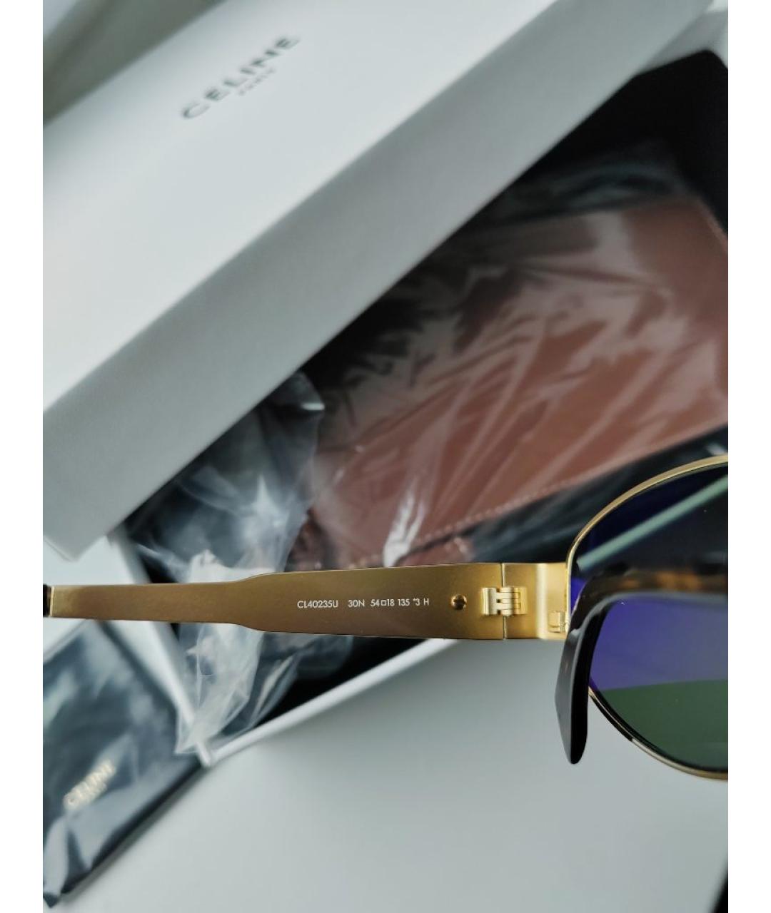 CELINE Золотые металлические солнцезащитные очки, фото 7