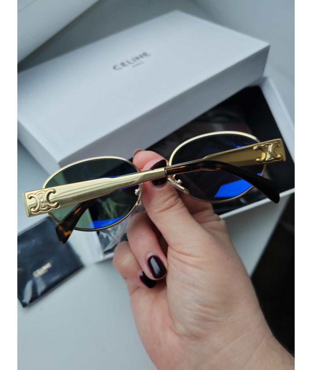 CELINE Золотые металлические солнцезащитные очки, фото 6