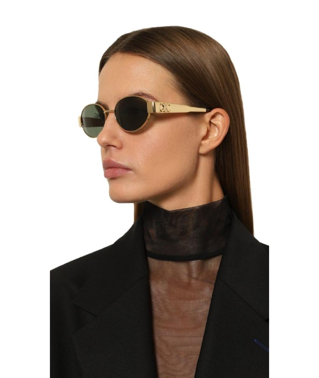 CELINE Золотые металлические солнцезащитные очки, фото 9