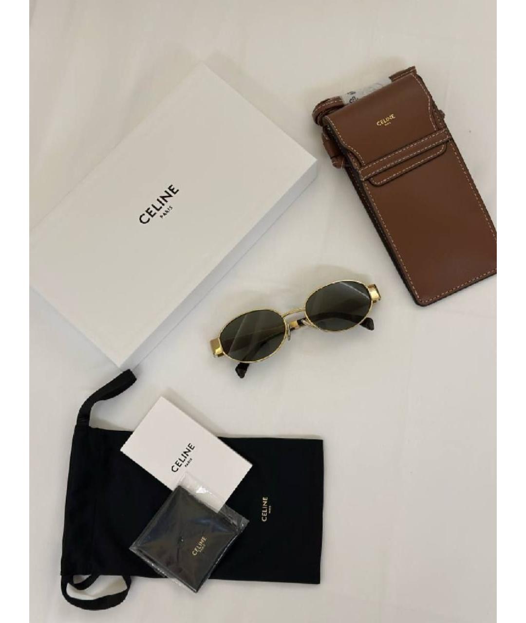 CELINE Золотые металлические солнцезащитные очки, фото 2