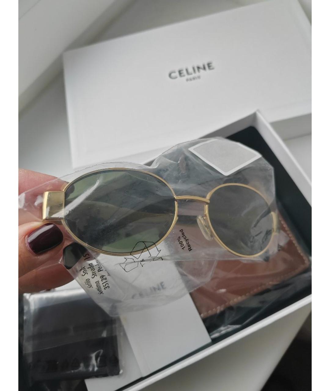 CELINE Золотые металлические солнцезащитные очки, фото 5