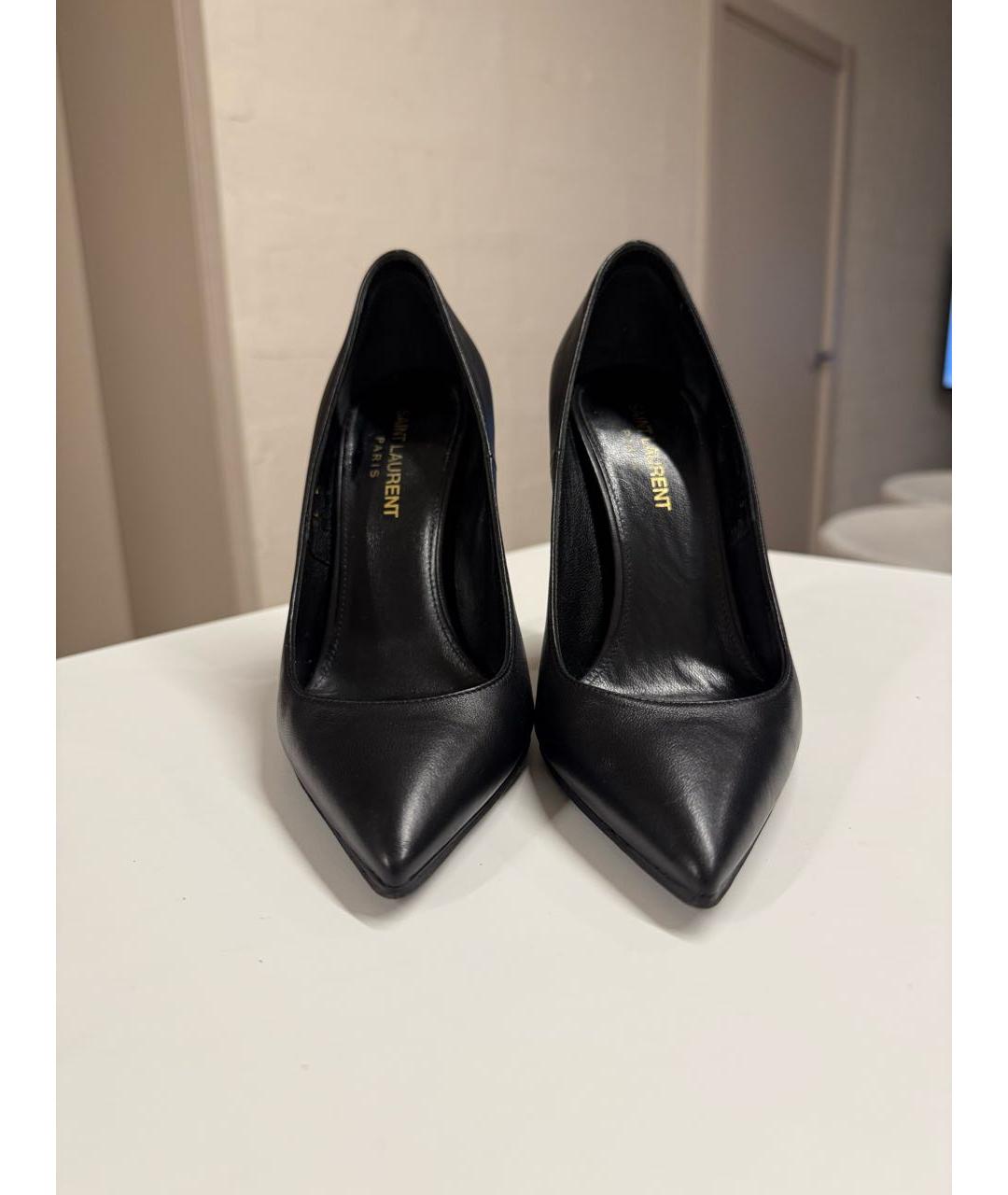 SAINT LAURENT Черные кожаные туфли, фото 2