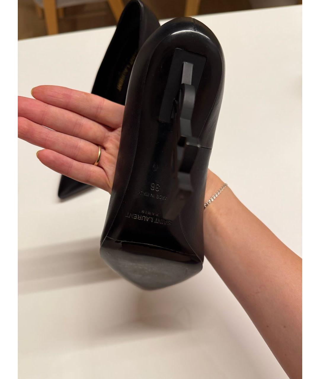 SAINT LAURENT Черные кожаные туфли, фото 6