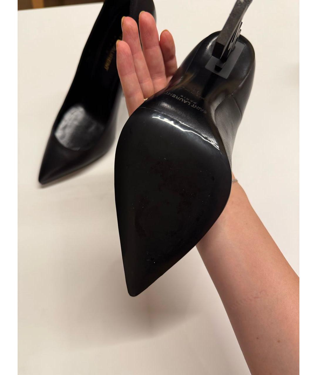 SAINT LAURENT Черные кожаные туфли, фото 7