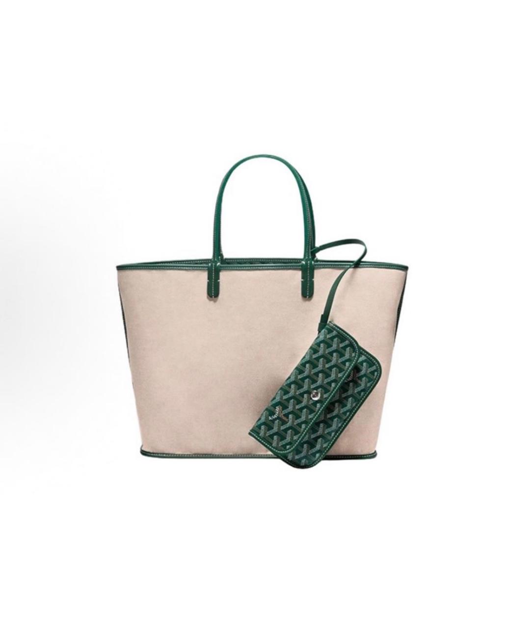 GOYARD Зеленая кожаная сумка тоут, фото 3