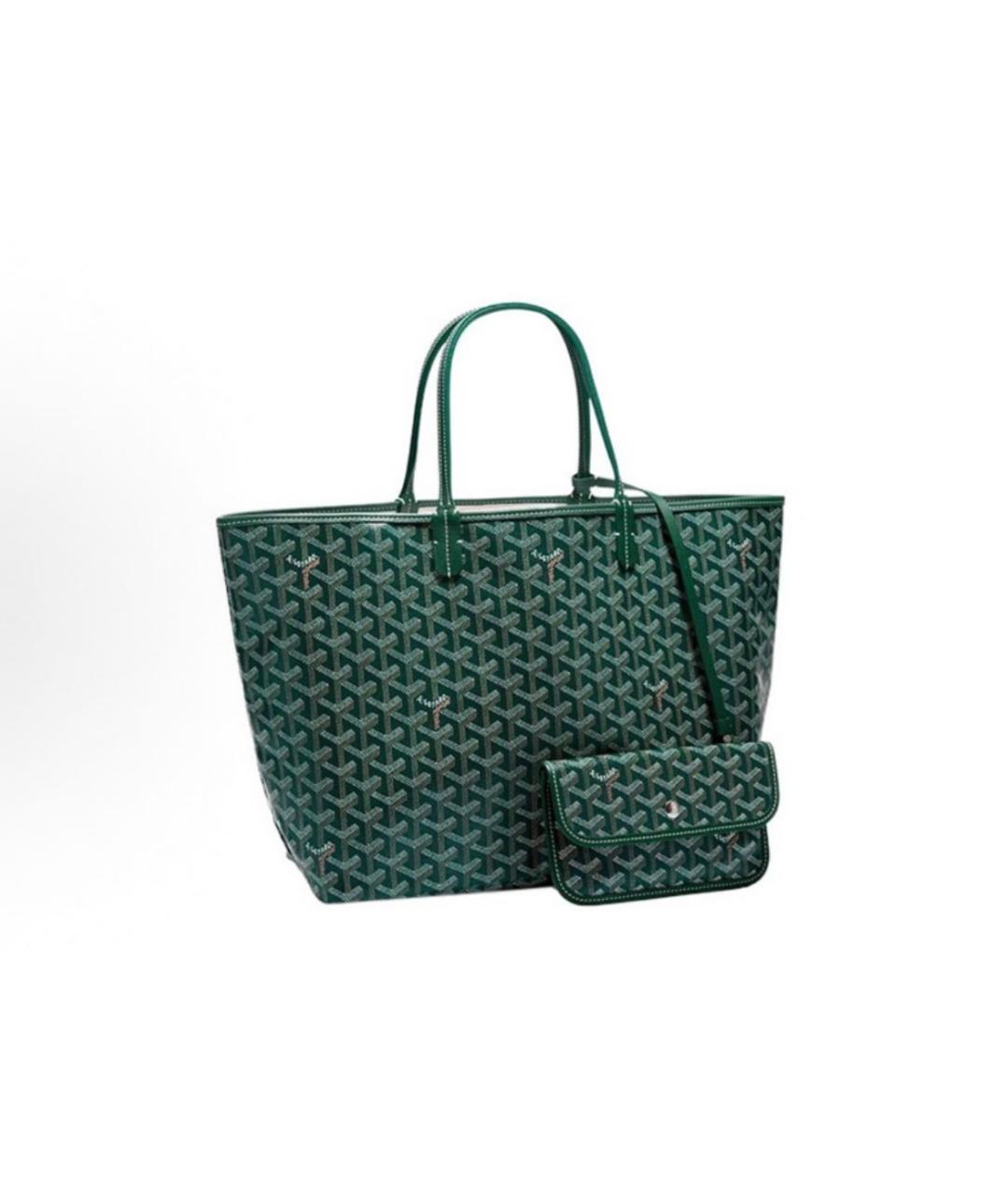 GOYARD Зеленая кожаная сумка тоут, фото 5