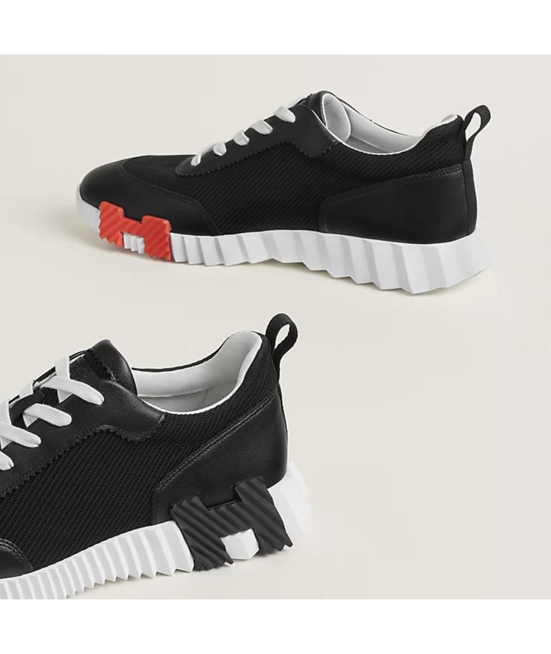 HERMES Черные кожаные низкие кроссовки / кеды, фото 3