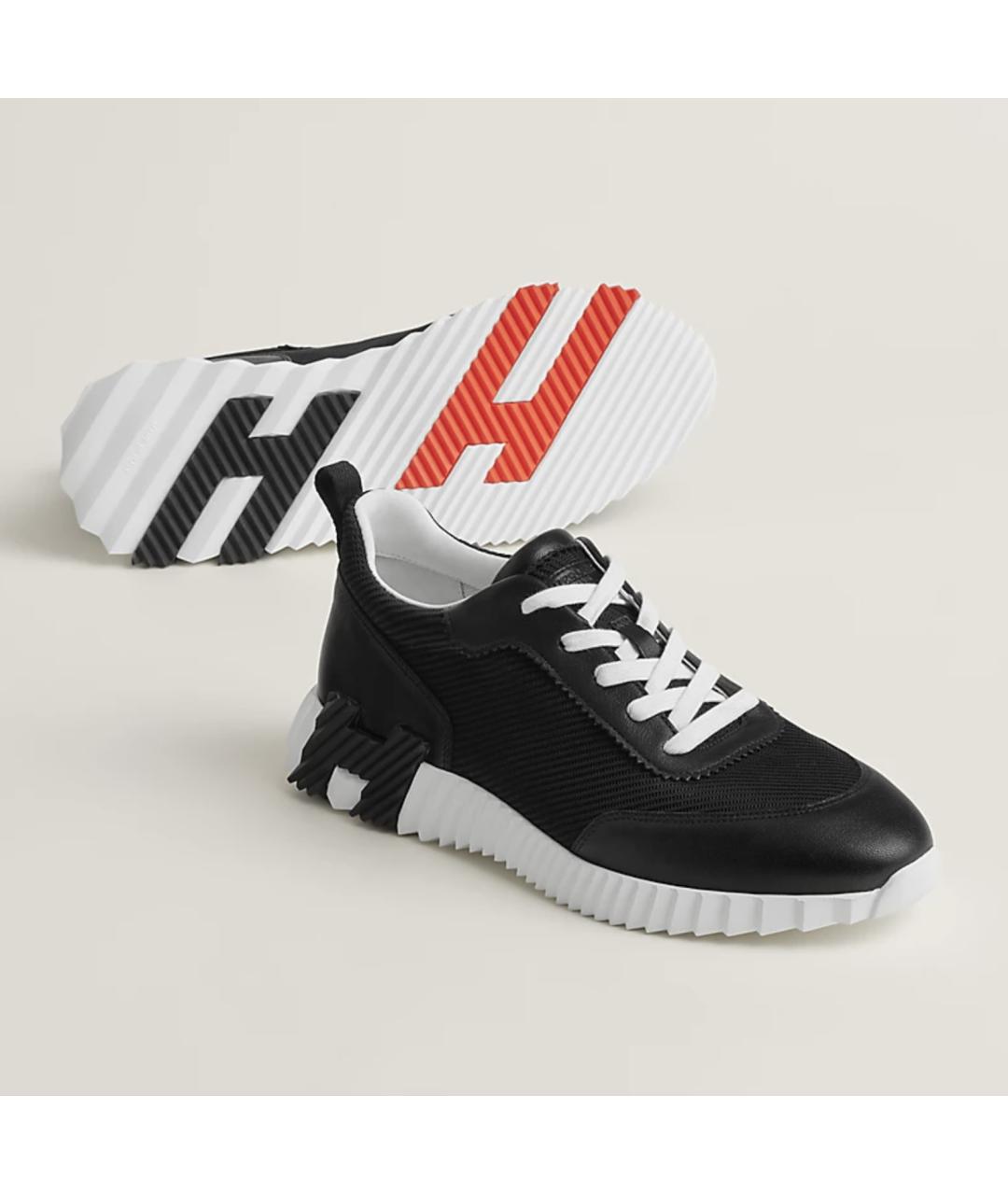 HERMES Черные кожаные низкие кроссовки / кеды, фото 4