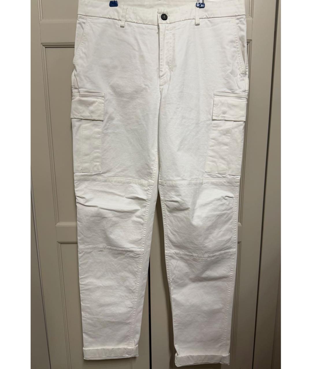 ELEVENTY Белые хлопко-эластановые прямые джинсы, фото 5