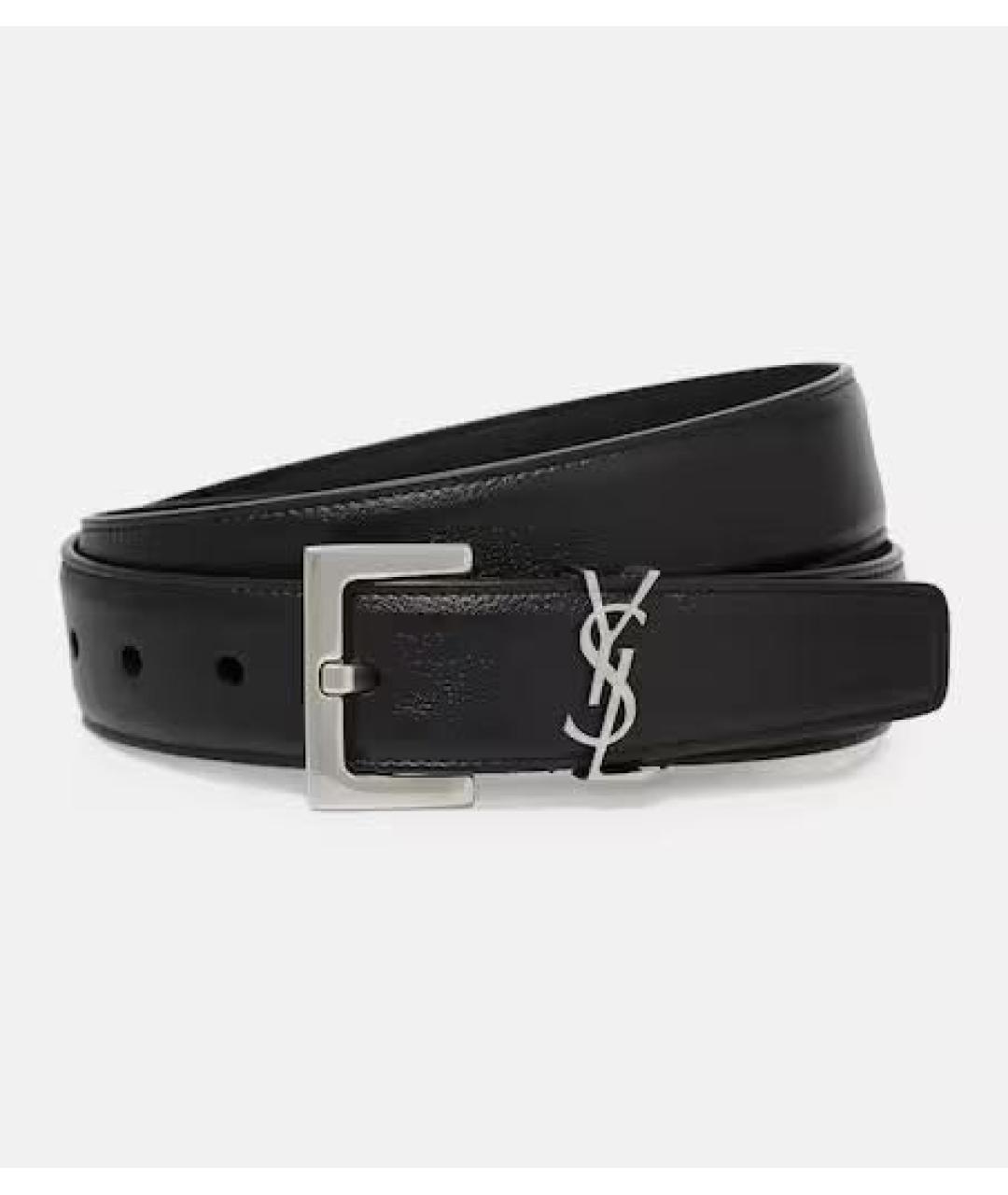 SAINT LAURENT Черный кожаный ремень, фото 2