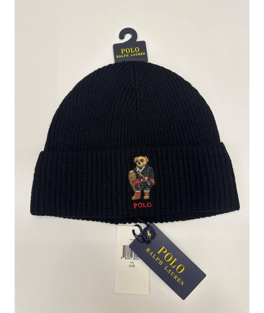 POLO RALPH LAUREN Черная шерстяная шапка, фото 4